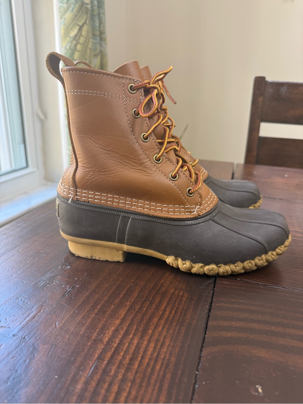 L.L.Bean Bean Boots Women's 8M Leather Duck Boots Brown Tan Made in Maine USA